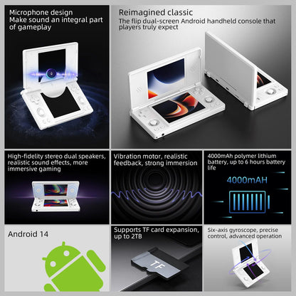 Anbernic RG DS Handheld Game Console 4" IPS Dual Screen Android 4000mAh Flip Video Games Player RGDS Android 14