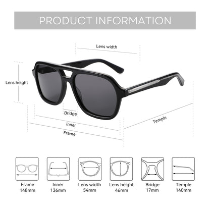 ZENOTTIC New Arrivals Aviator Polarized Sunglasses Handmade Acetate UV400 Protection Square Pilot Sun Glasses for Women Men