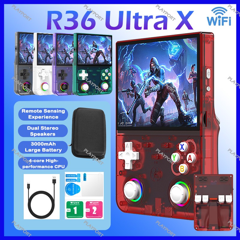 R36 Ultra X Retro Handheld Game Player Open Source Linux System 4.5" Screen Hall Effect Emulator Wireless Gamepad Game Console