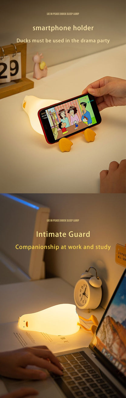 Duck Nightlights Led Night Light Duckling Rechargeable Lamp USB Cartoon Silicone Children Kid Bedroom Decoration Birthday Gift