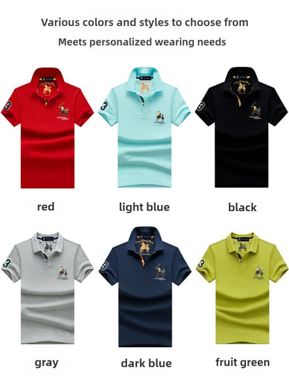 Summer Polo Shirt Men Cotton Casual Embroidery Polo T Shirt Solid Short Sleeve Lapel Button Shirt Business Fashion Designer Male