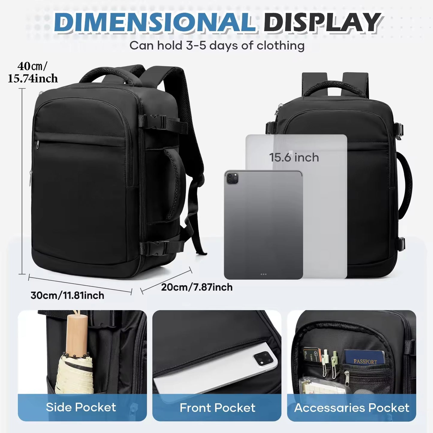 Men 15.6 inch Laptop Bag Cabin Airplane Travel Backpack 40x30x20, Hand Luggage Cabin Backpack Wizzair 40x30x20, College Backpack