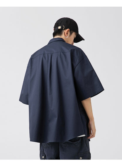 Japan Style Cargo Shirts Men Summer  Pure Cotton Loose Casual Pocket Shirts Men Women Plus Size Short Sleeve Shirt