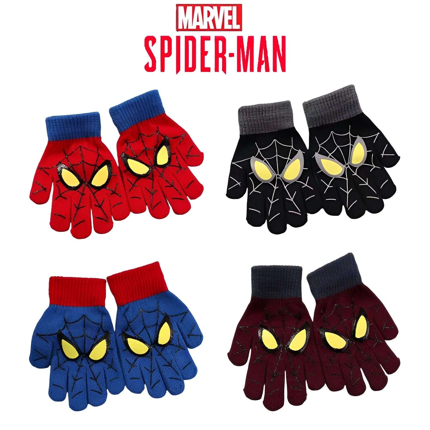 Luvas Quentes Infantis de Inverno Homem-Aranha Marvel Luvas de Malha Desenho Animado Anime Marvel Decoração Fofa Presentes de Natal para Crianças Em Estoque