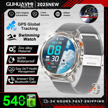 2025 Novo Smartwatch Profissional GPS Esportivo ao Ar Livre Corrida Rastreamento GPS Natação Bússola Altímetro 3ATM Pulseiras Esportivas Masculino