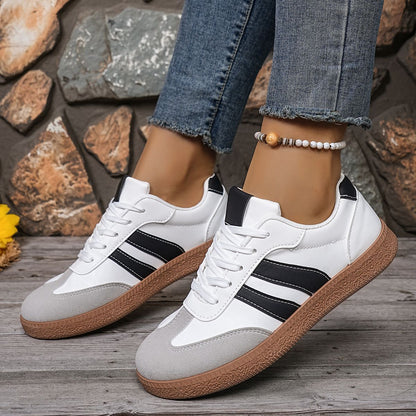 Fashion Casual Women's Sports Shoes Lace Up Vulcanize Flats Ladies Outdoor Walking Sneakers Women Comfortable Classical Shoes
