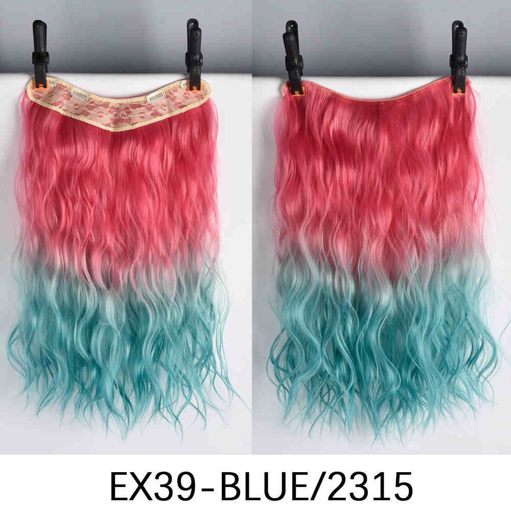 Extensões de Cabelo Sintético em V de uma Peça com 4 Clips Cabelo Liso Longo Peruca Cor 50CM Cabelo Falso Natural