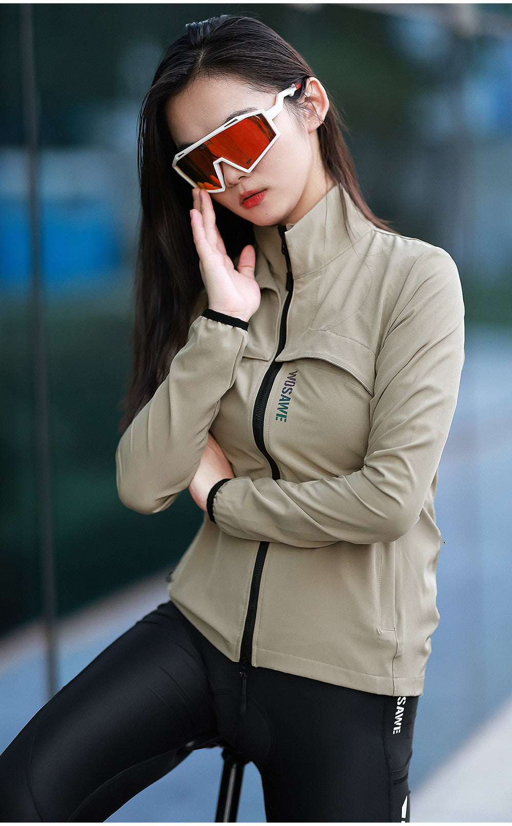 WOSAWE Women Windproof Waterproof Reflective Cycling Jacket MTB Bicycle Long Sleeve Windbreaker Sleeveless Vest Bike Coat