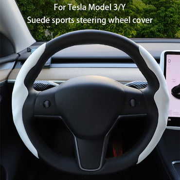 For Tesla Model Y Juniper 2025+ Steering Wheel Cover All Season Universal Deer Suede Sports Steering Wheel Cover