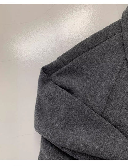 Mauroicardi Autumn Winter Long Warm Grey Black Slouchy Woolen Coat Men Single Breasted Loose Casual Wool Blends Overcoat 2023