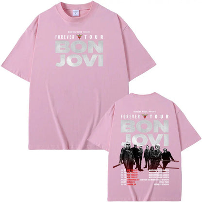 Bon Jovi Grunge Band Forever TOUR 2026 Tee Summer Casual Tshirt 100% Cotton Comfortable High Quality Graphic 100%Cotton Tops