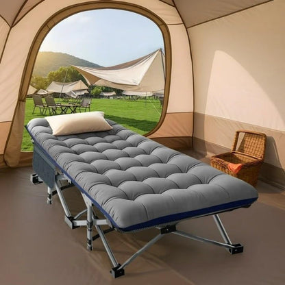 Catres Dobráveis para Acampamento de Adultos com Colchonete, Camas Dobráveis Acolchoadas Portáteis, Cama de Acampamento com Bolsa de Transporte para Viagens ao Ar Livre, Praia, Caminhada