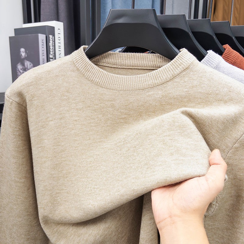 2025 New Men's Casual Sweater Round Neck Long Sleeve Knitted Sweater Diamond Pattern Fashion Versatile Top