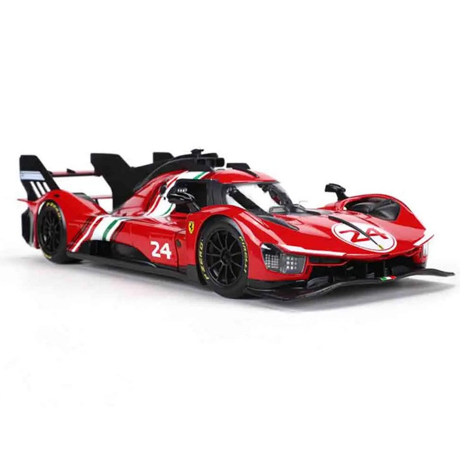 Bburago 1:18 2024 Wec QatarFerrari 499p 24h Lemans Modificata 24 Racing No83 Miniature Diecast Model Toys Acrylic Box Black #51