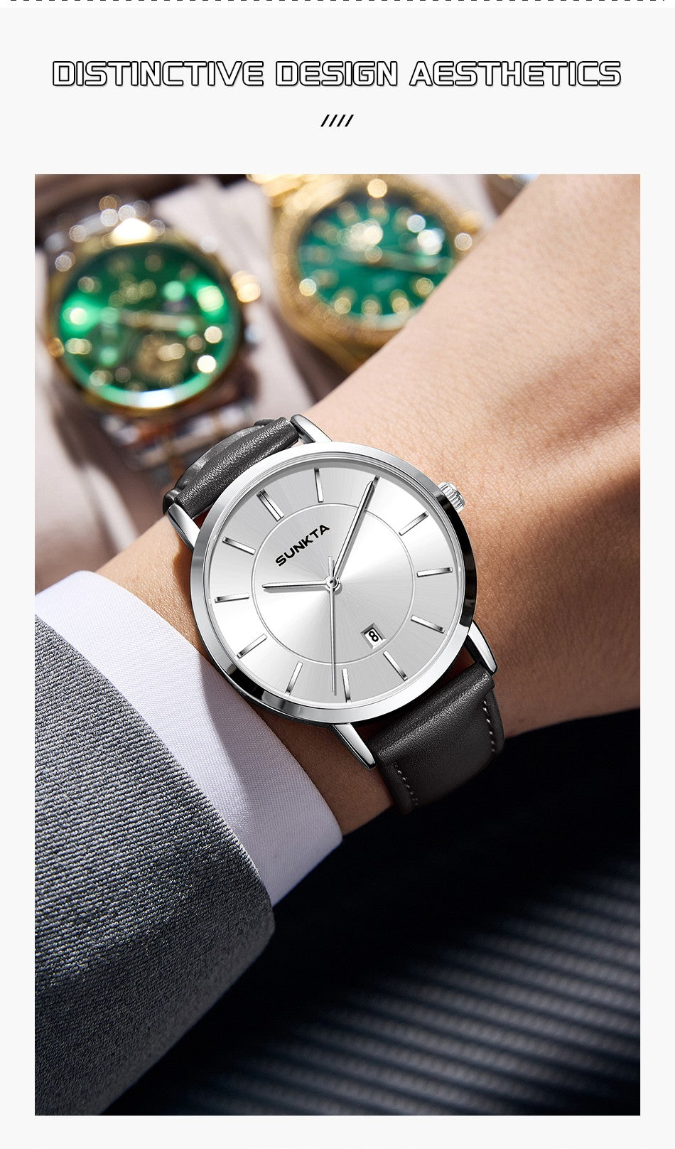 LIGE Sunkta Man Watch Fashion Luxury Waterproof Ultra Thin Date Casual Clock Leather Classic Quartz Watches for Men Reloj Hombre