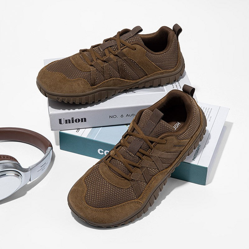 HOBIBEAR Wide Toe Walking Shoes Men Women Non Slip Outdoor Sneakers Lace Up Mesh Breathable Running Shoes