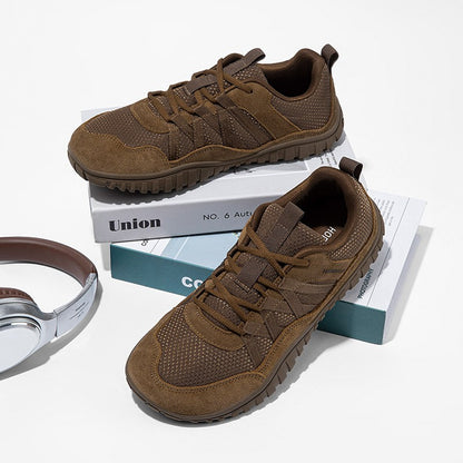 HOBIBEAR Wide Toe Walking Shoes Men Women Non Slip Outdoor Sneakers Lace Up Mesh Breathable Running Shoes