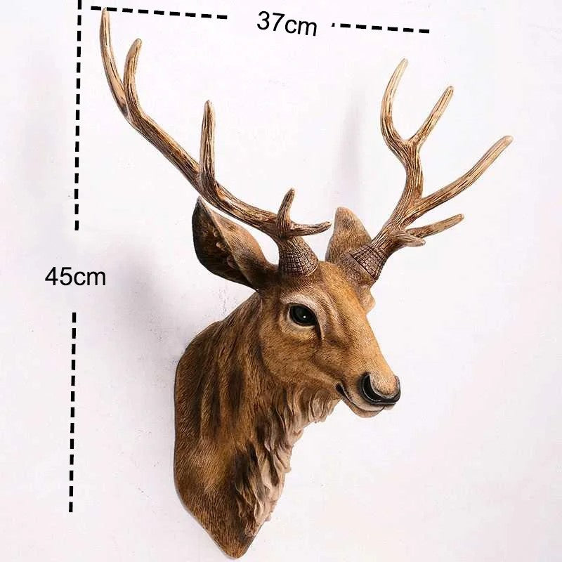 Creative Wall Mounted Animal Deer Head Wall Decoration Handmade Farmhouse Decoration Resin Living Room Home Decoration