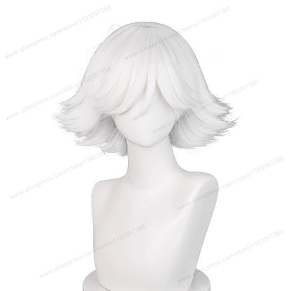 Peruca de Cosplay Anime Mi Zu Ki 33cm Curta Branca Pura Cabelo Sintético Resistente ao Calor