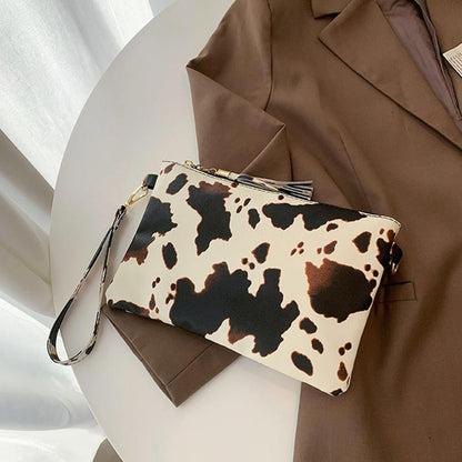 Women Handbag Clutch Leopard Print Cow Print Small Bag Purse Party Large Capacity Envelope Wristlet Bag PU Briefcase