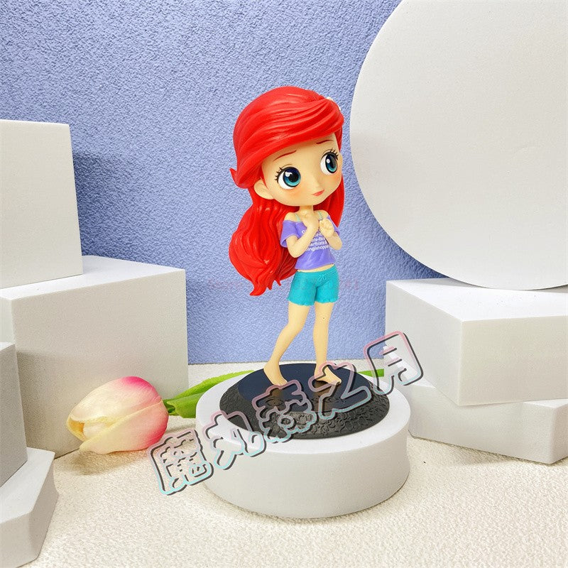 Bandai Disney A Pequena Sereia Anime Qposket Personagens Ariel Linha Glitter Boneco de Ação Modelo Colecionável Brinquedos Presente de Aniversário
