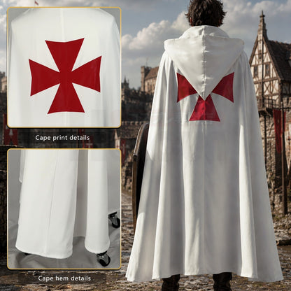HOLOUN Medieval Knights Templar Cosplay Costume Halloween Convention Christmas Cape Top Belt
