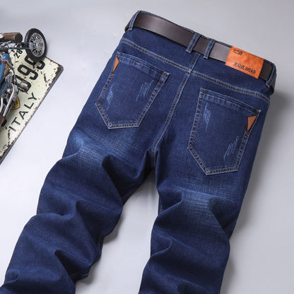 Quatro Estações Calça Jeans Perna Reta Elástica Casual de Negócios Calça Jeans Atacado Homem Masculino Adulto Cavalheiro Confortável Alta Qualidade