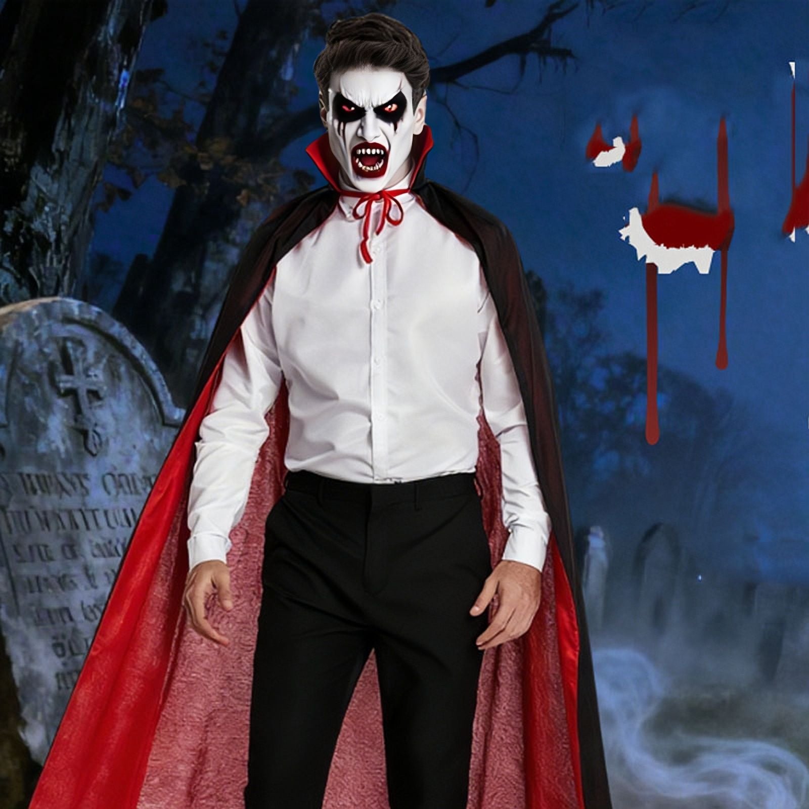 90Cm/120Cm/140Cm/150Cm Halloween Costumes for Men and Women, Role-Playing Apparel, Adult Stand-Collar Cape, Black and Red Reversible Long Robe, Unisex Adult Style, Reversible Stand-Collar Long Robe Cape