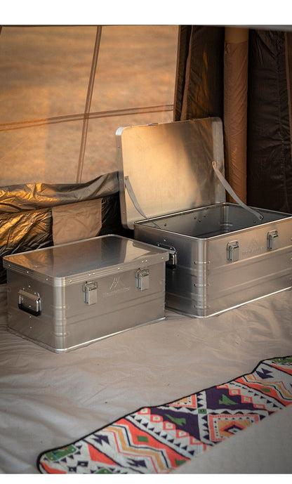MOUNTAINHIKER Outdoor Storage Box Camping Picnic Travel Aluminum Alloy Large Capacity Box Silver Storage Bag 30-80L