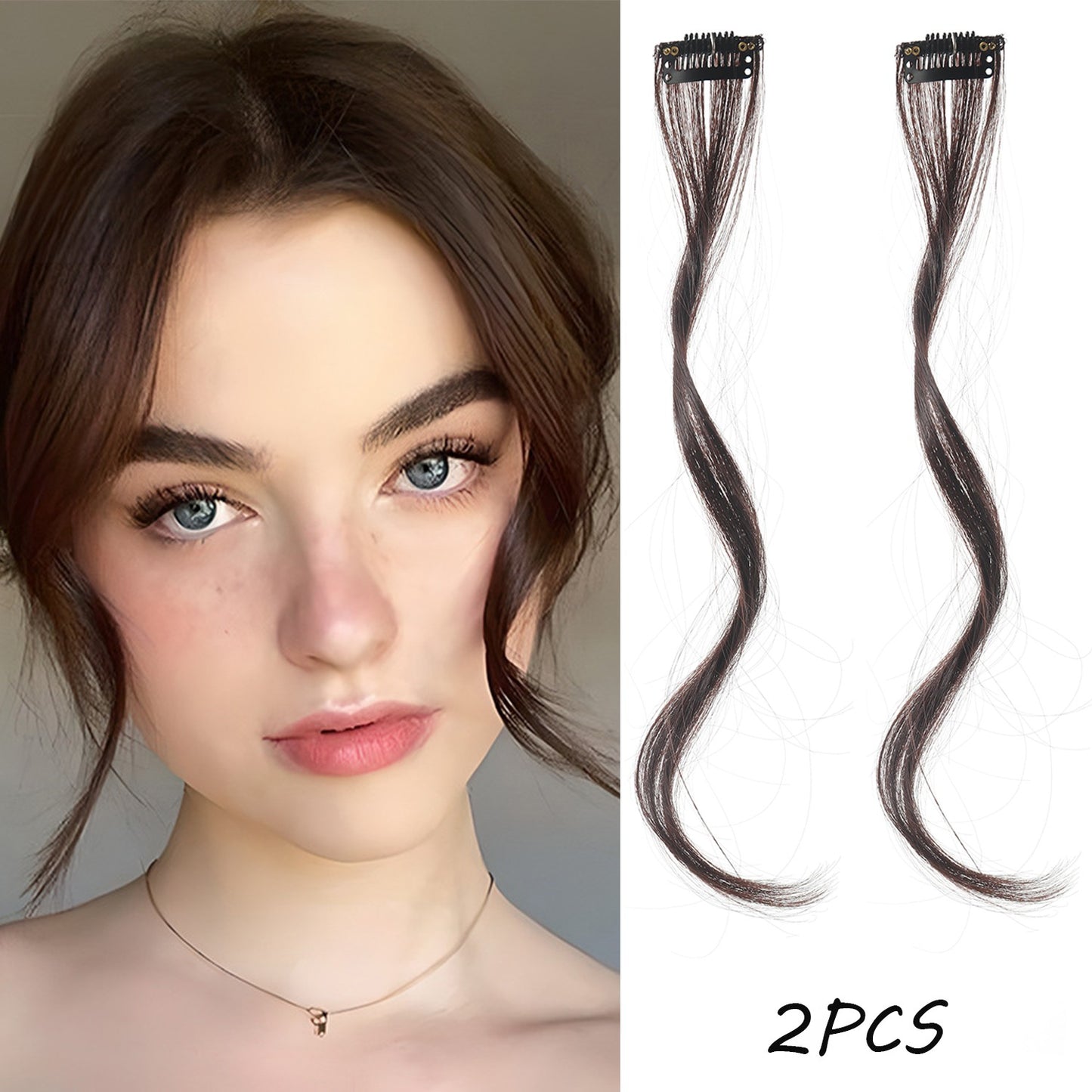 2PC Franja Sintética Extensões de Cabelo Peruca Cacheado Presilha Frontal Lateral Longa Ondulada Franja Loira Com Presilha Franja Invisível Cabelo Falso