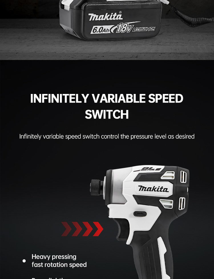 Parafusadeira de impacto Makita DTD173 18V sem escova, branca, para melhorias domésticas e projetos de bricolagem, 180 Nm, modo elétrico de madeira/parafuso/T