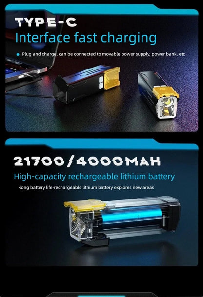 BUCKLOS 4000mAh Bicycle Lights Front with Horn Aluminium Alloy Bike Haedlight Type-C Charging Bike lights Bicycle Accessories