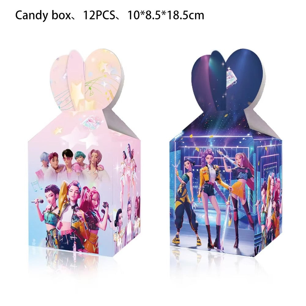 Hot K-Pop Birthday Party Decoration Set Kids Tableware Balloons Cups Plates Napkins Cake Topper Banner Gift Bag - Party Supplies