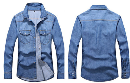 2023 spring and autumn Washing Charm jeans shirts Long sleeve men's shirt Denim Wear  men's jacket Cowboy wear free shipping