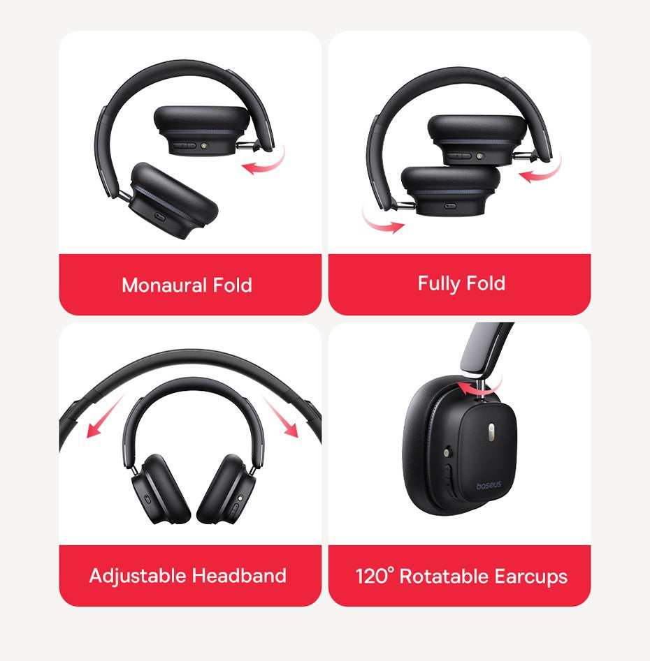 Baseus ANC Wireless Headphone Hi-Res LDAC Headset Bluetooth 5.4 BISA Pro Spatial Audio 50mm Driver Overhead Earphone Bowie 30Max