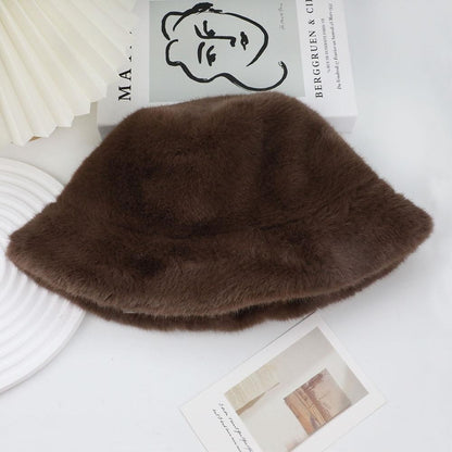 Hot Sale Fluffy Faux Fur Bucket Hats Women Warm Thick Plush Winter Hat Lady Fashion Fisherman Cap Korean Furry Bucket Hat Y2k