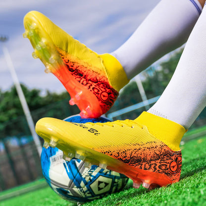 High-top Football Boots, Long Spikes Football Boots, Professional Firm Ground Non-Slipping Training Soccer Cleats for Big Boys