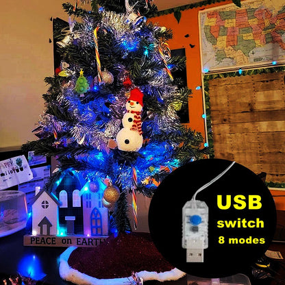 Led Silver Wire Fairy Lights USB Powered LED String Lights Outdoor Waterproof Garland For Christmas Party Wedding DIY Decoration