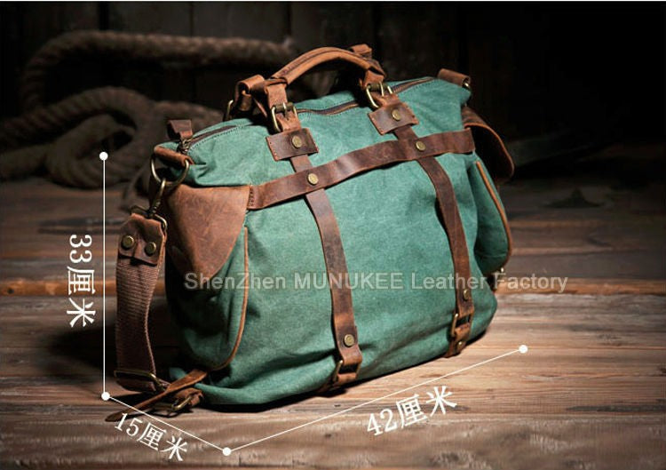 Vintage Military Canvas + Genuine Leather Men Shoulder Bag Sling Crossbody Bag Tote Handbag Men Canvas Messenger Bag  Leisure
