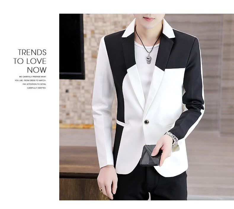 Blazer Men's Fashion Gentleman Business Outdoor Travel Color Matching Wedding Slim-fit Korean Trend Handsome Youth Casual Blazer