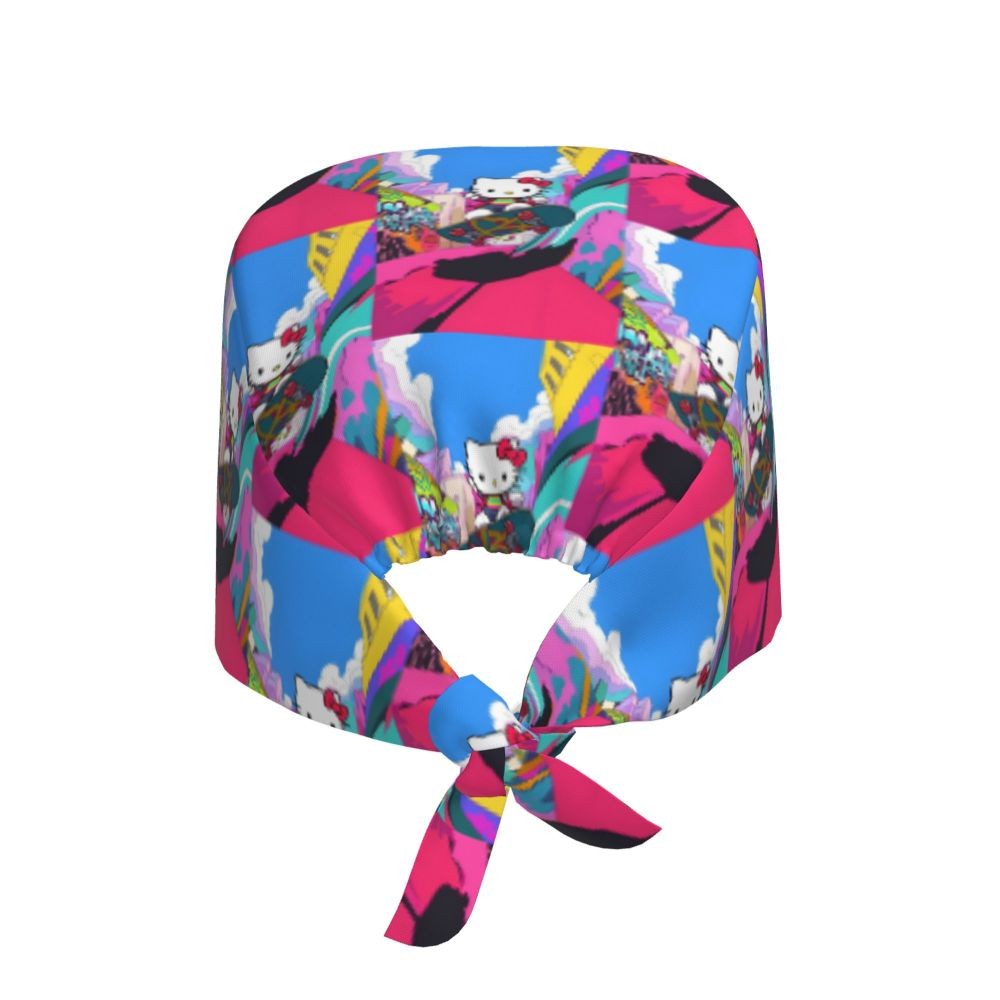 Touca Cirúrgica Personalizada Hello Kitty Equipe Médica Feminino Masculino Desenho Animado Personagem Para Chapéu de Chef Touca de Esfoliação