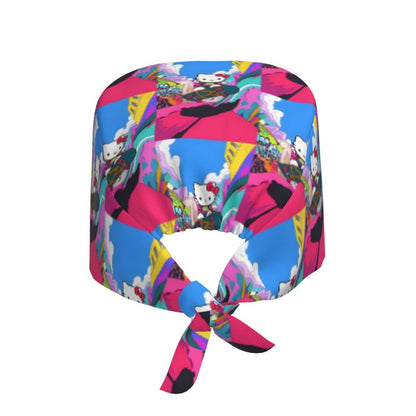 Touca Cirúrgica Personalizada Hello Kitty Equipe Médica Feminino Masculino Desenho Animado Personagem Para Chapéu de Chef Touca de Esfoliação
