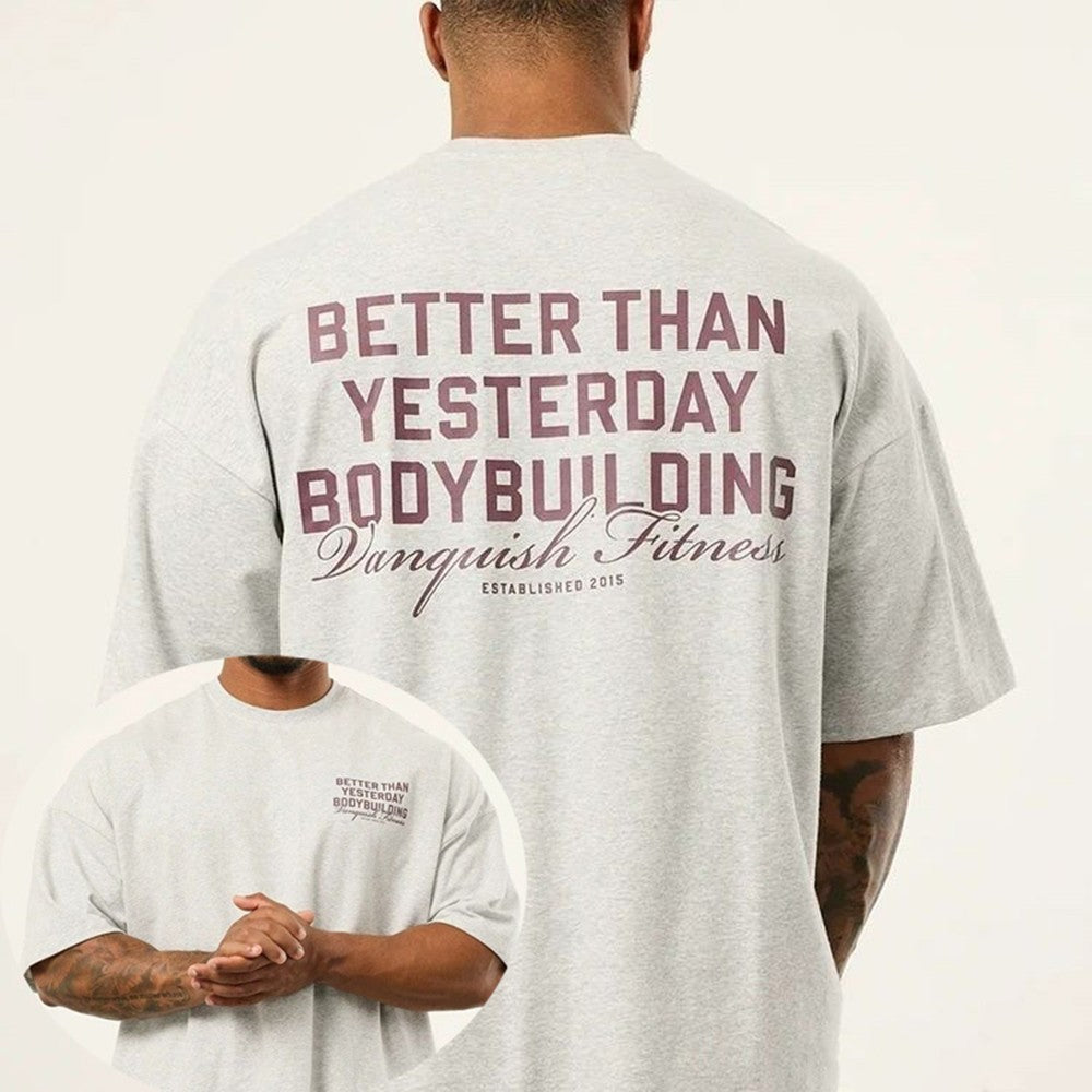 2025 British Men's Fitness Sports Short Sleeve T-shirt Loose Cotton Round Neck T-shirt Trendy Fashion Casual Street Tops