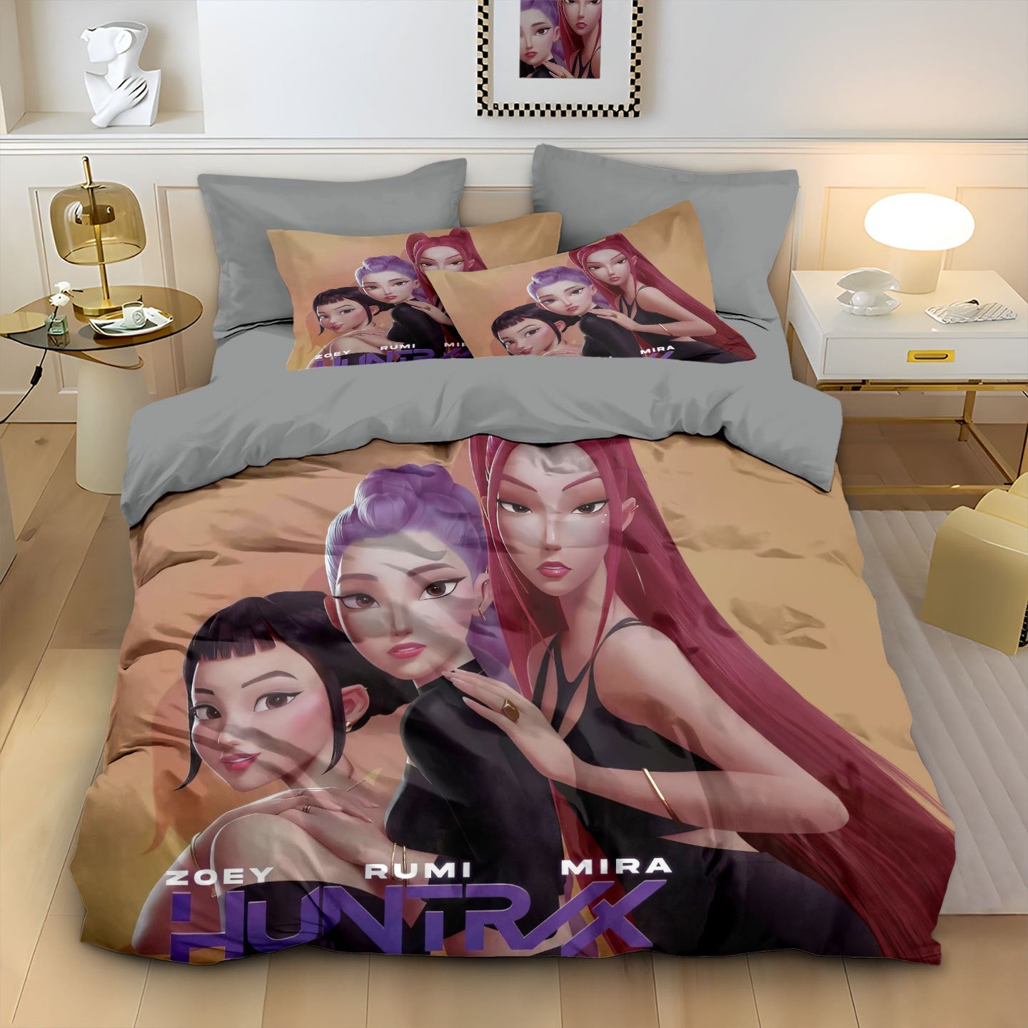 Kpop Demon Hunters Huntrix Bedding Set - Single to King Size, Anime Print Duvet Cover Sets for Adult Bedrooms