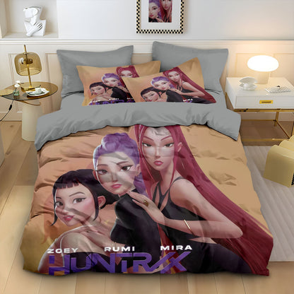 Kpop Demon Hunters Huntrix Bedding Set - Single to King Size, Anime Print Duvet Cover Sets for Adult Bedrooms