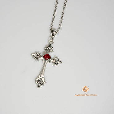 Punk Crystal Cross Pendant Necklace Gothic Clavicle Necklace Aesthetic Jewelry Men's Women's Party Gifts
