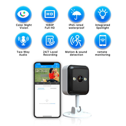 Jooan 1080P Outdoor Wifi IP Camera CCTV Surveillance Camera Waterproof Mini Camera 5 X Zoom Color Night Smart Home Baby Monitor