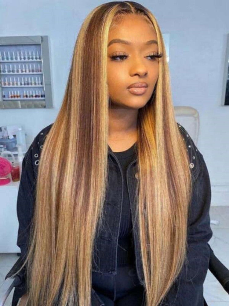 Long Straight Hair Extension 8 PCS Clip In Hair Extensions Brazilian For Women Colored 613 Blonde Clips In Hair Extensions P4/27
