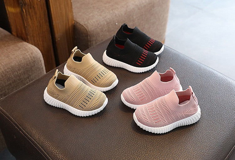Size 20-31 Children Shoes Spring Autumn Kids Sneakers Soft Breathable Mesh Boys Slip-on Shoes Patchwork Color Girls Shoes