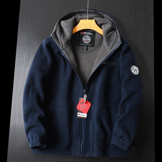 2024 Brand Winter Fleece Jacket Men's Casual Thickened Wool Jacket high quality Design Warm Fashion Hooded Coat Outdoor Ski Suit